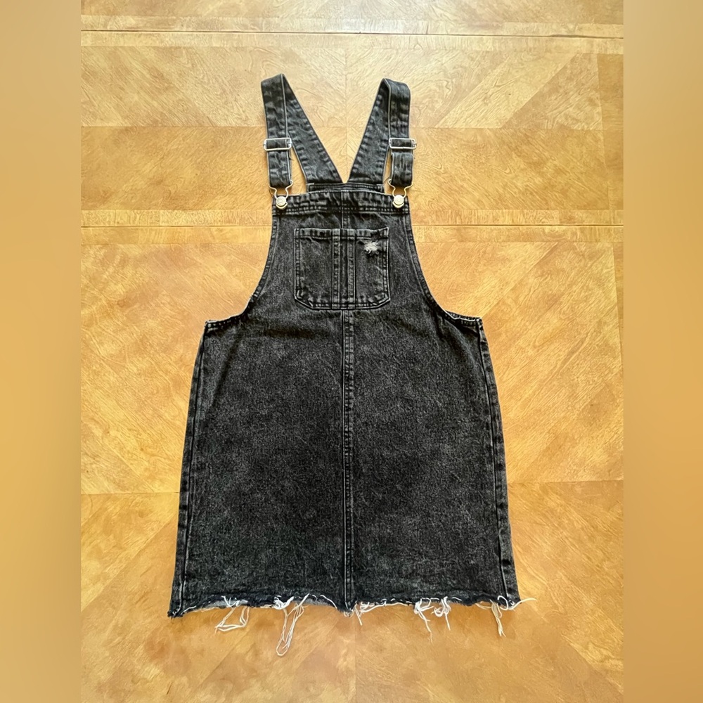 Wild Fable - Washed Black Denim Overall Dress - Adjustable Straps - M
